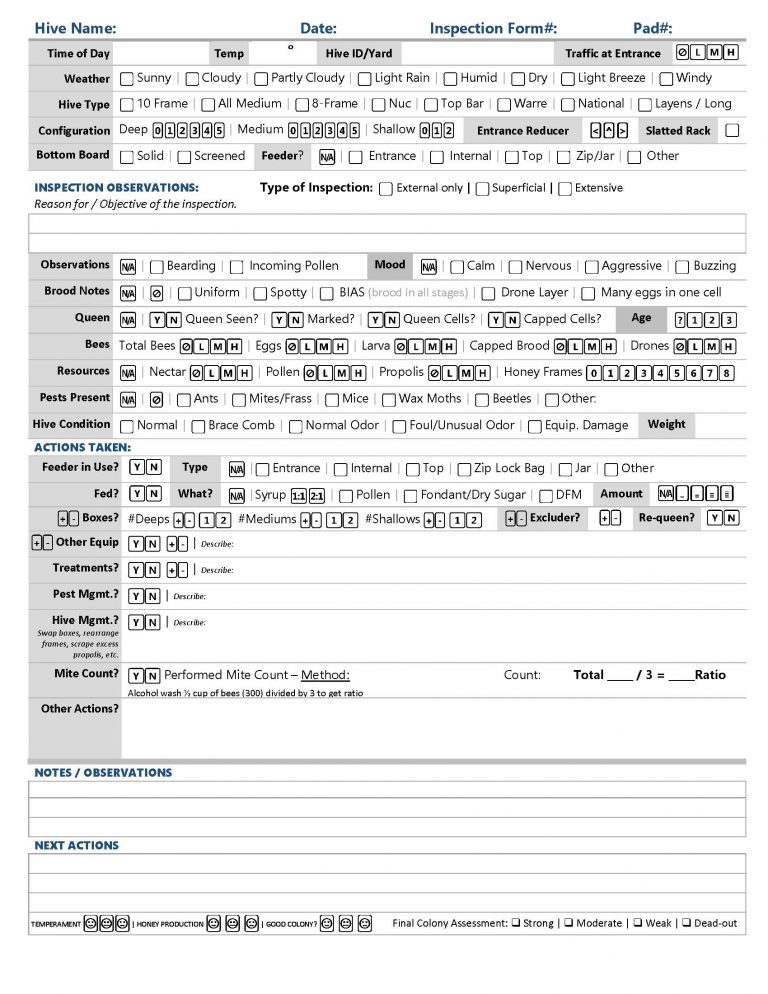 Hive Inspection Form Update