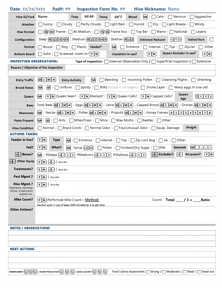 2026 Hive Inspection Form Update